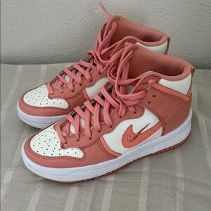 Nike Women's Pink and White High-Top Sneakers